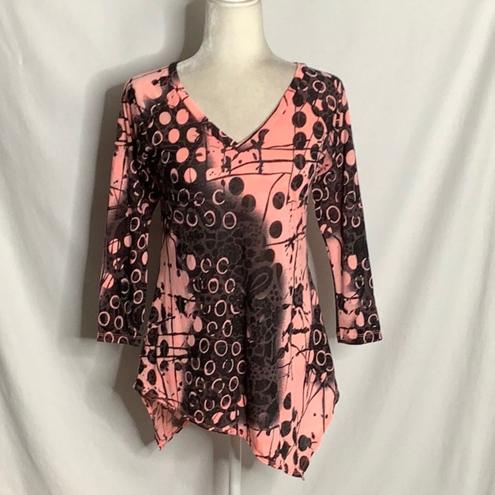 Tianello Artistic Y2K Asymmetrical Tunic Blouse Size XS